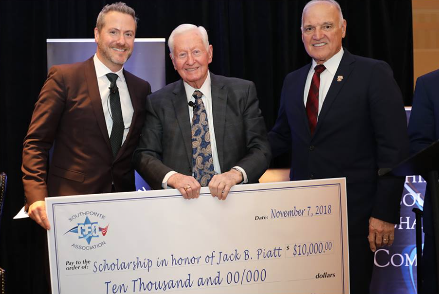 Lucas and Jack Piatt receive the Jack B. Piatt dedicated entrepreneur scholarship from the Southpointe CEO Association in 2018.